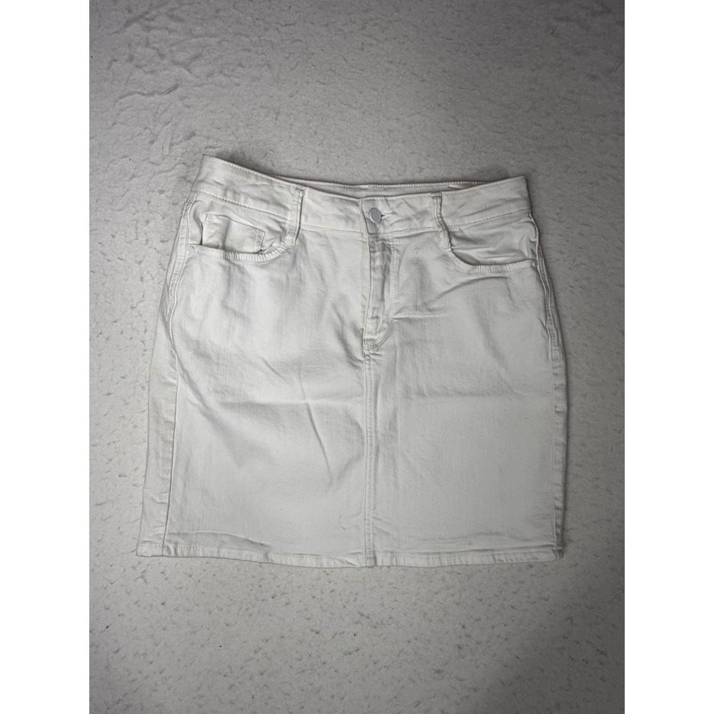 Apt. 9 Womens White Denim Mini Skirt Size 10 Casual Five Pocket Stretch Short
